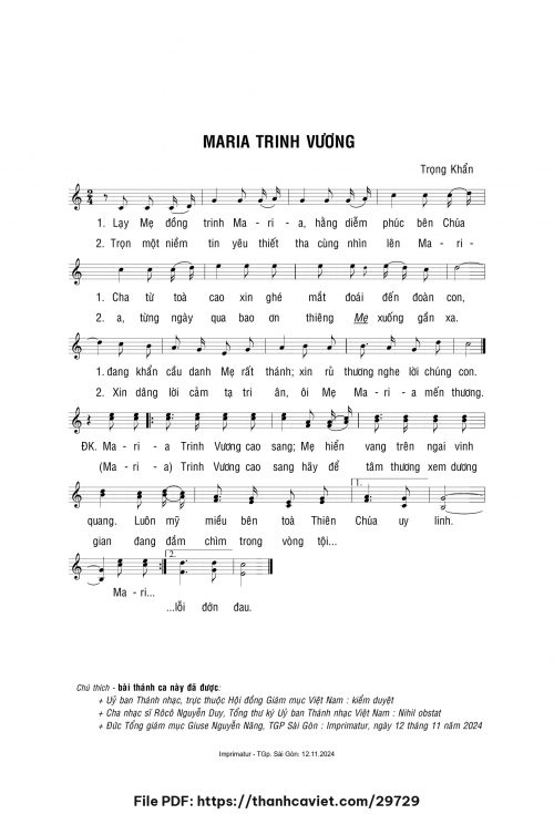 Maria Trinh Vương - Lm. Trọng Khẩn - trang 1