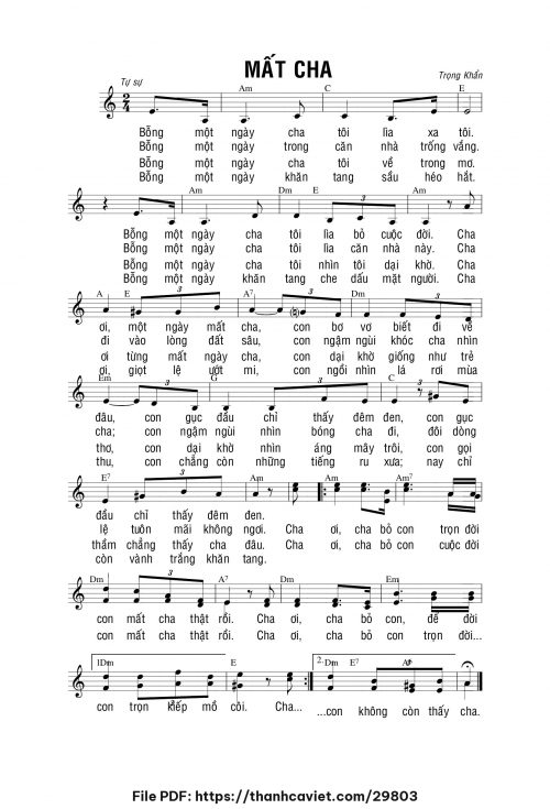 Mất cha - Lm. Trọng Khẩn - trang 1