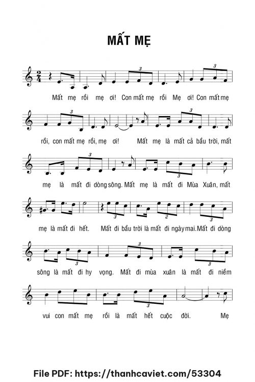 Mất mẹ - Lm. Bạch Vân - trang 1