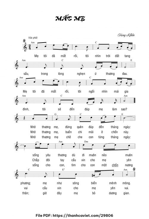 Mất mẹ - Lm. Trọng Khẩn - trang 1