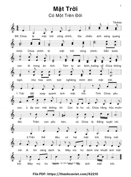 Mặt trời có một trên đời - Sr. Têrêsa - trang 1