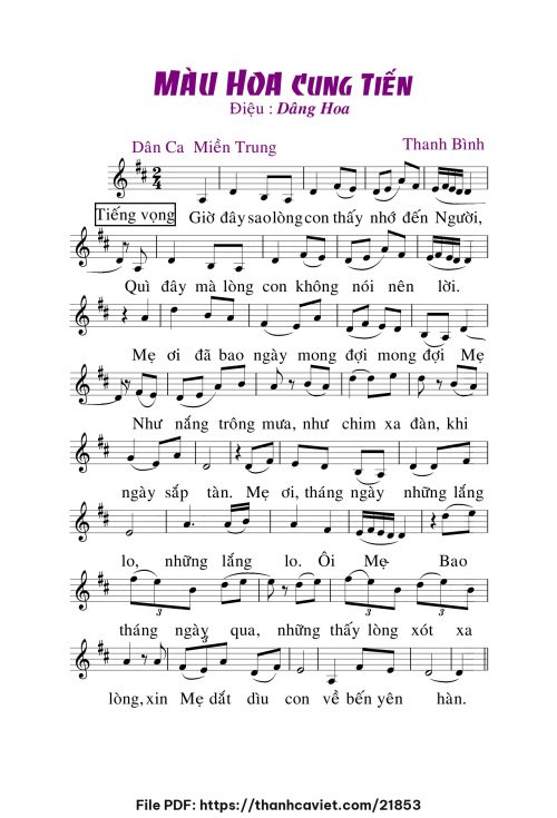 Màu hoa cung tiến - Lm. Thanh Bình - trang 1
