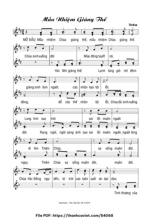 Mầu nhiệm giáng thế - Sr. Têrêsa - trang 1