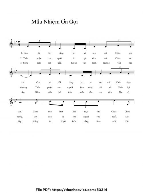 Mầu nhiệm ơn gọi - Lm. Lâm Sơn Hải - trang 1