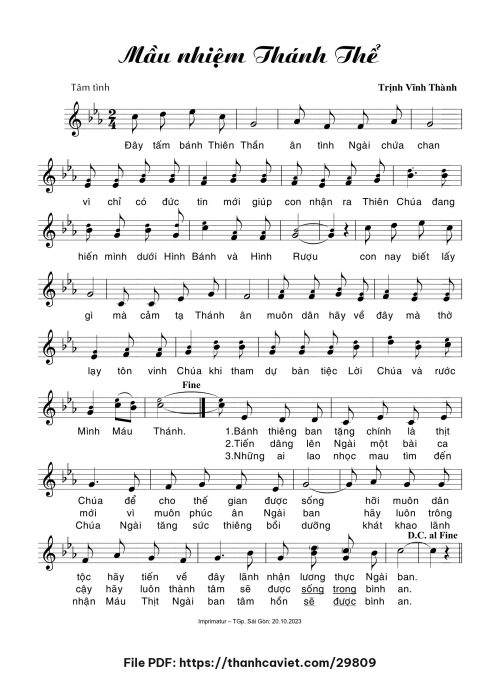 Mầu Nhiệm Thánh Thể - Trịnh Vĩnh Thành - trang 1