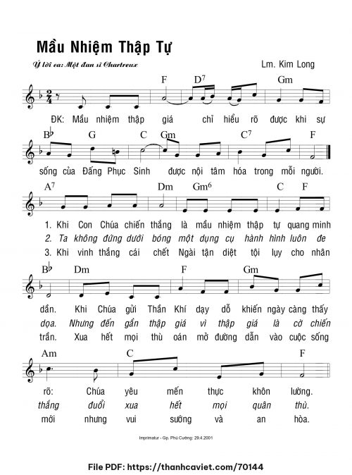 Mầu nhiệm Thập Tự - Lm. Kim Long - trang 1
