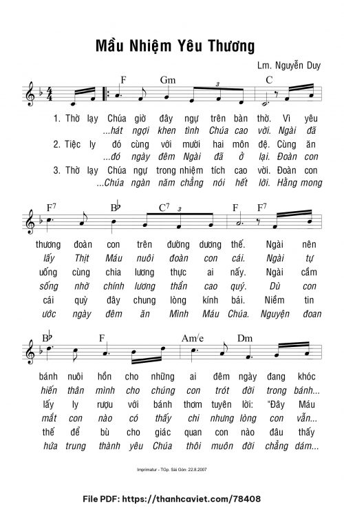 Mầu nhiệm yêu thương - Lm. Nguyễn Duy - trang 1