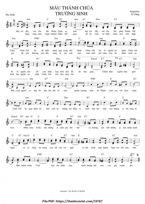 Máu Thánh Chúa trường sinh - Augustino Trí Dũng - trang 1