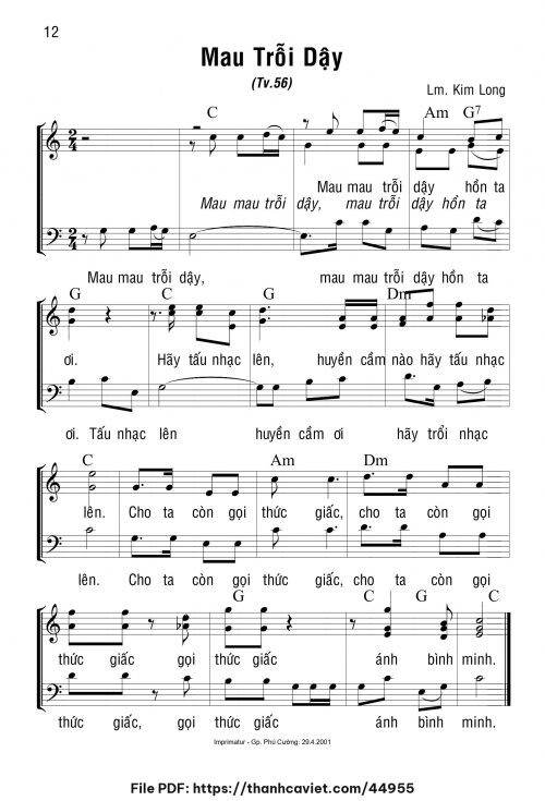 Mau trỗi dậy - Lm. Kim Long - trang 1