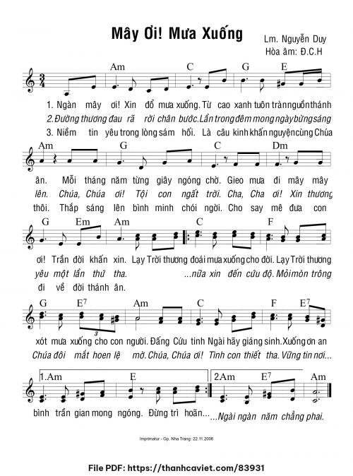 Mây ơi mưa xuống - Lm. Nguyễn Duy - trang 1