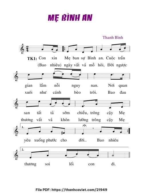 Mẹ bình an - Lm. Thanh Bình - trang 1