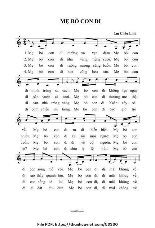 Mẹ bỏ con đi - Lm. Châu Linh - trang 1