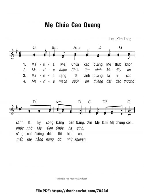 Mẹ Chúa cao quang - Lm. Kim Long - trang 1