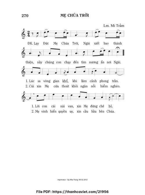 Mẹ Chúa Trời - Lm. Mi Trầm - trang 1