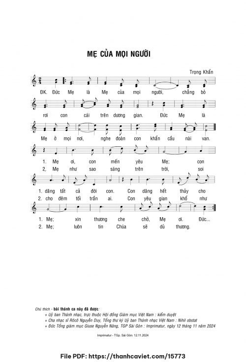 Mẹ của mọi người - Lm. Trọng Khẩn - trang 1