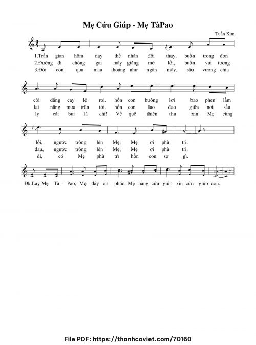 Mẹ cứu giúp, Mẹ Tàpao - Tuấn Kim - trang 1