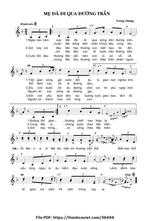 Mẹ đã đi qua đường trần - Trùng Dương - trang 1