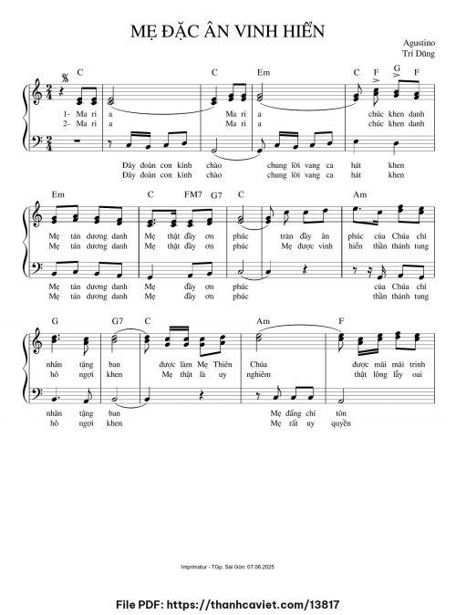 Mẹ đặc ân vinh hiển - Augustino Trí Dũng - trang 1