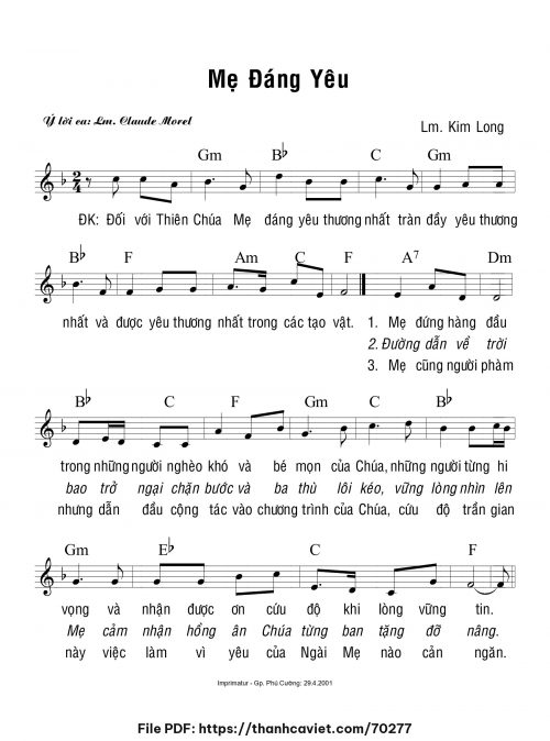 Mẹ đáng yêu - Lm. Kim Long - trang 1