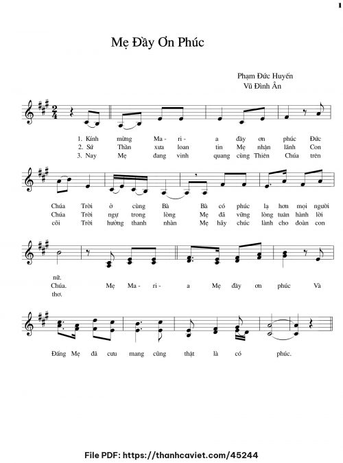 Mẹ đầy ơn phúc - Phạm Đức Huyến - Vũ Đình Ân - trang 1