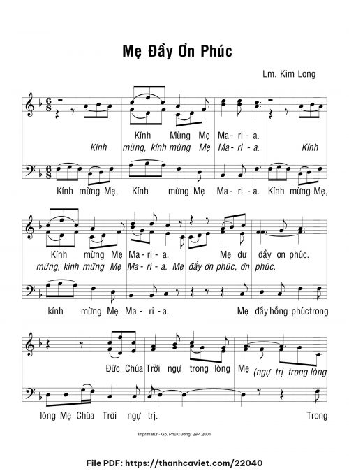 Mẹ đầy ơn phúc - Lm. Kim Long - trang 1