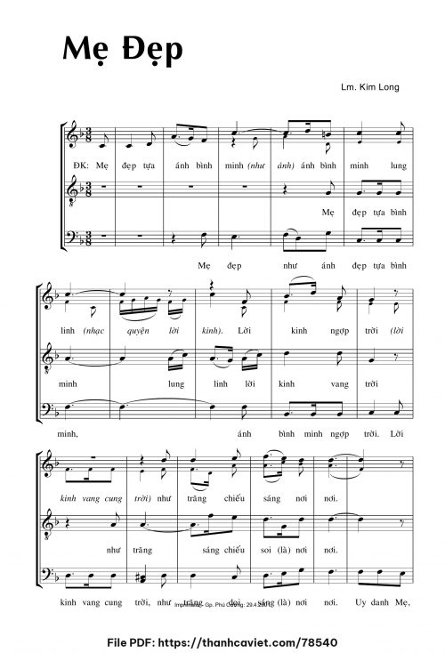 Mẹ đẹp - Lm. Kim Long - trang 1