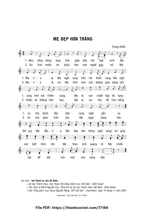 Mẹ đẹp hơn trăng - Lm. Trọng Khẩn - trang 1