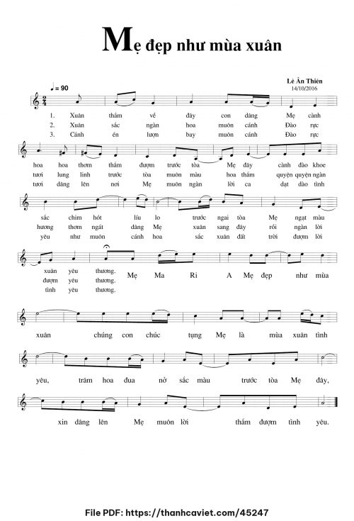 Mẹ đẹp như mùa xuân - Lê Ân Thiên - trang 1