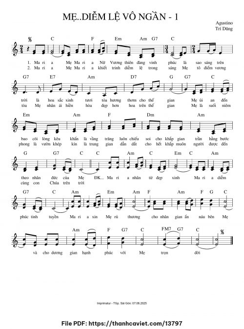 Mẹ diễm lệ vô ngần 1 - Augustino Trí Dũng - trang 1