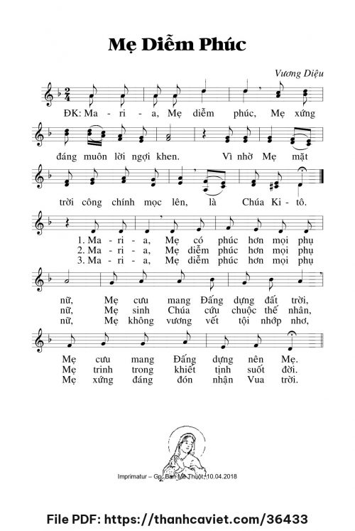 Mẹ diễm phúc - Lm. Vương Diệu - trang 1
