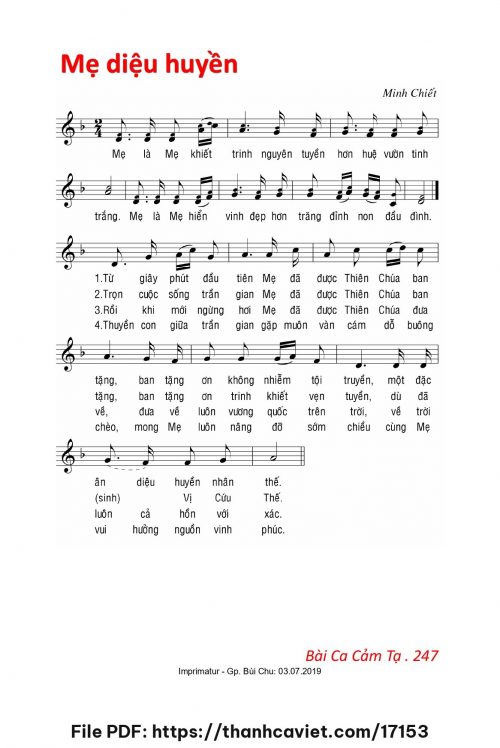 Mẹ diệu huyền - Lm. Minh Chiết - trang 1