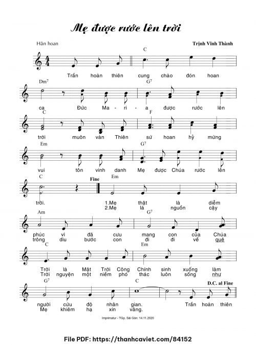 Mẹ được rước lên trời - Trịnh Vĩnh Thành - trang 1