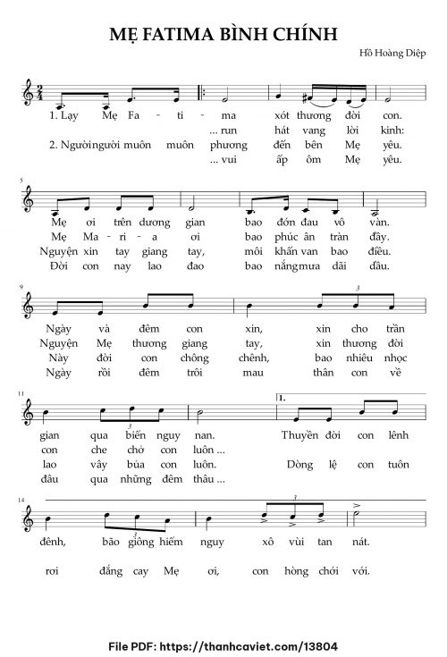 Mẹ Fatima Bình Chính - Lm. Hồ Hoàng Diệp - trang 1