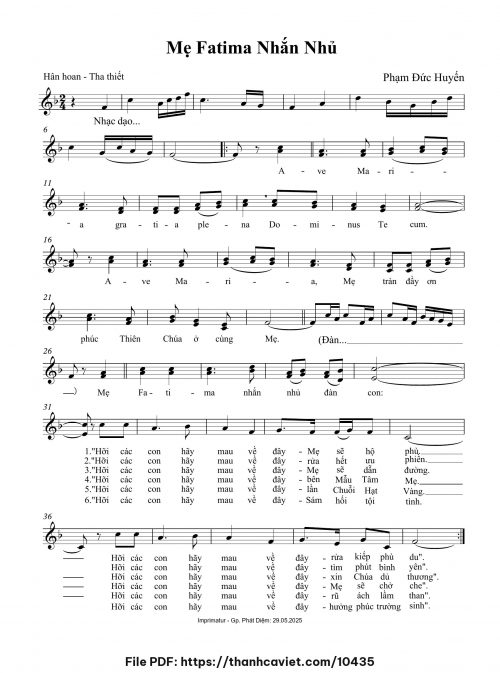Mẹ Fatima nhắn nhủ - Phạm Đức Huyến - trang 1
