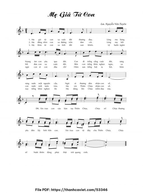 Mẹ giã từ con - Lm. Nguyễn Văn Tuyên - trang 1