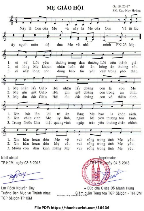 Mẹ Giáo Hội - Cao Huy Hoàng - trang 1