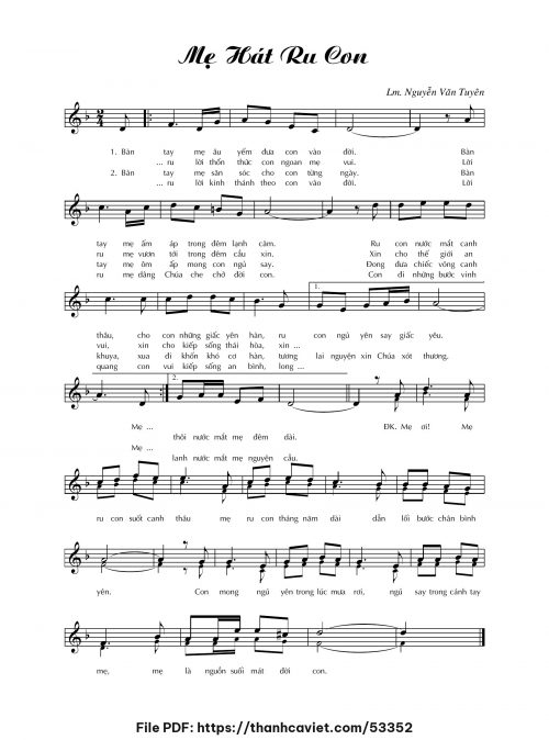 Mẹ hát ru con - Lm. Nguyễn Văn Tuyên - trang 1