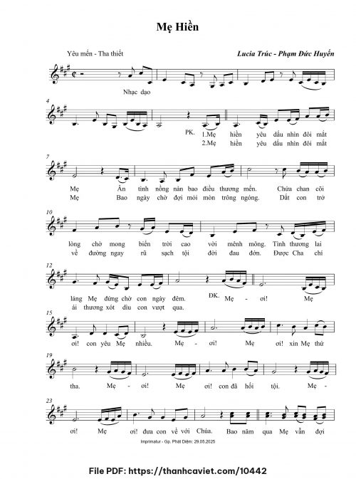 Mẹ hiền - Phạm Đức Huyến - Lucia Trúc - trang 1