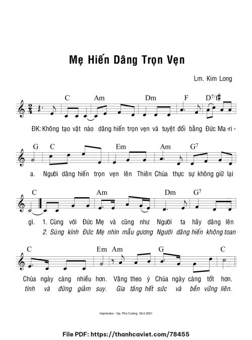 Mẹ hiến dâng trọn vẹn - Lm. Kim Long - trang 1
