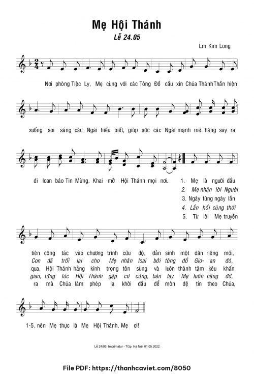 Mẹ Hội Thánh - Lm. Kim Long - trang 1