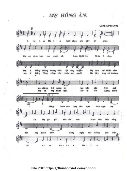 Mẹ hồng ân - Đặng Đình Khoa - trang 1