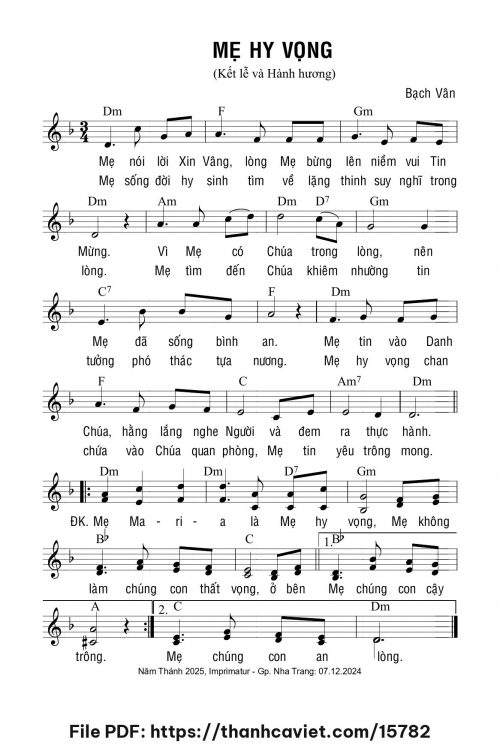 Mẹ hy vọng - Lm. Bạch Vân - trang 1