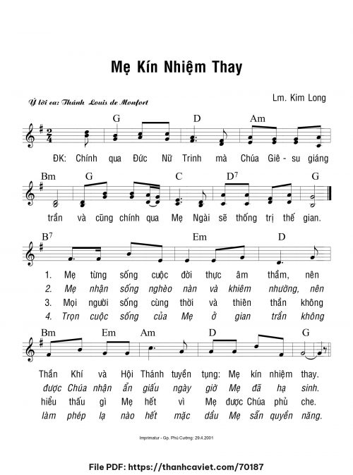 Mẹ kín nhiệm thay - Lm. Kim Long - trang 1