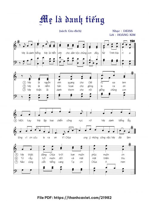 Mẹ là danh tiếng - Lm. Hoàng Kim - trang 1