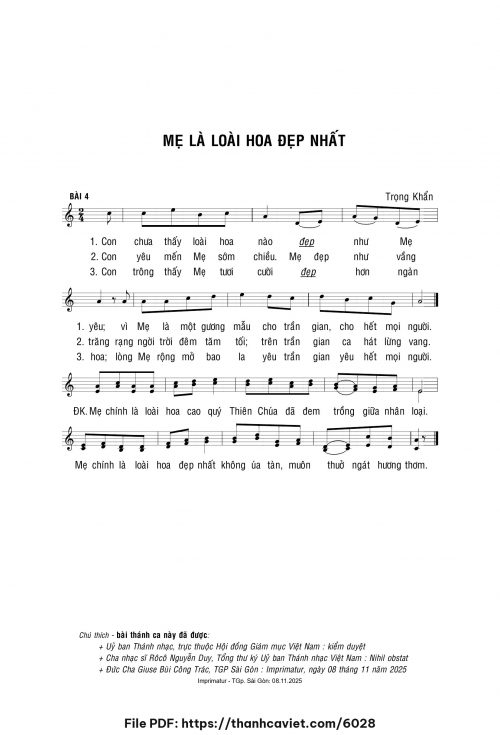 Mẹ là loài hoa đẹp nhất - Lm. Trọng Khẩn - trang 1