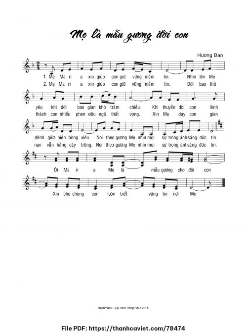 Mẹ là mẫu gương đời con - Sr. Hương Đan - trang 1
