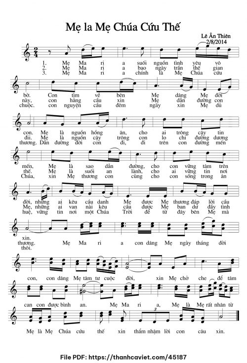 Mẹ là mẹ Chúa Cứu Thế - Lê Ân Thiên - trang 1