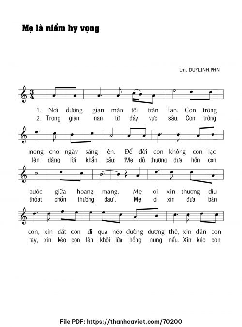 Mẹ là niềm hy vọng - Lm. DUYLINH.PHN - trang 1