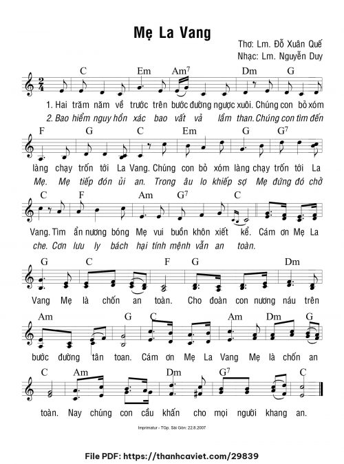 Mẹ La Vang - Lm. Nguyễn Duy - trang 1