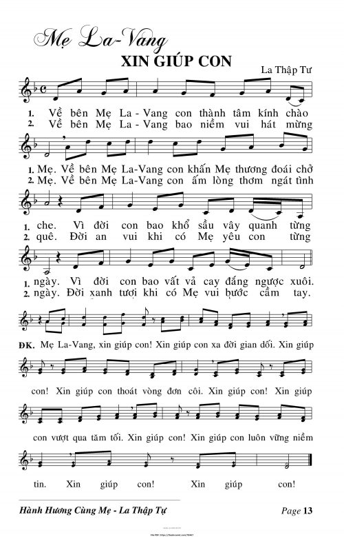 Mẹ La Vang xin giúp con - Lm. La Thập Tự - trang 1